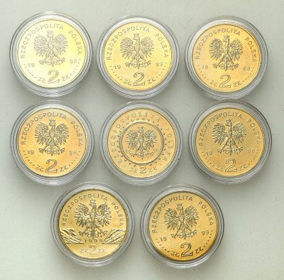 2 złote 1998-1999, zestaw 8 sztuk różne