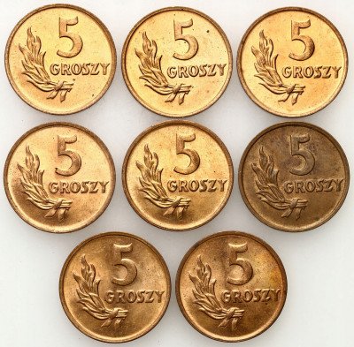 5 groszy 1949 brąz (8 sztuk) - idealne
