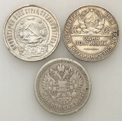 Mikołaj II i ZSSR 50 kopiejek 1897 1922 1924 3szt