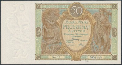 Banknot 50 złotych 1929 seria EJ