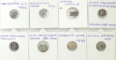Polska Węgry Niemcy Denar szeląg, zestaw 8 monet