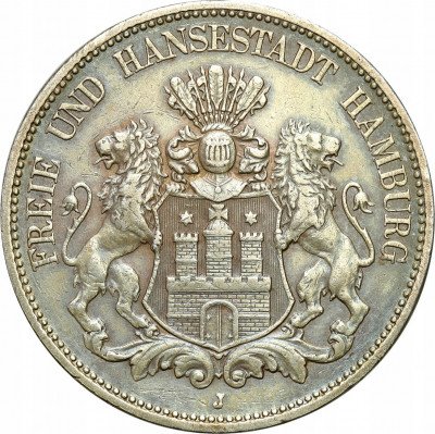 Niemcy 5 marek 1895 J Hamburg RZADKOŚĆ