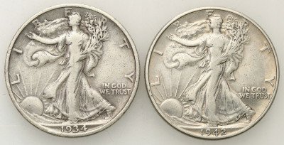 USA. 50 centów 1934, 1942, zestaw 2 monet