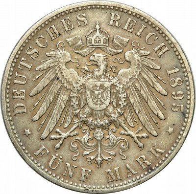 Niemcy 5 marek 1895 J Hamburg RZADKOŚĆ