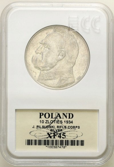 10 złotych 1934 Piłsudski Strzelecki rzadszy GCN