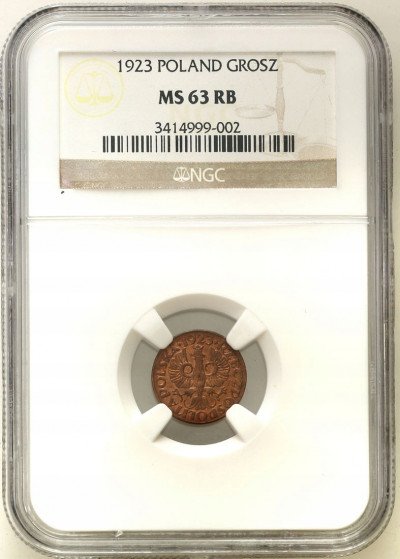 II RP. 1 grosz 1923 NGC MS63 RB