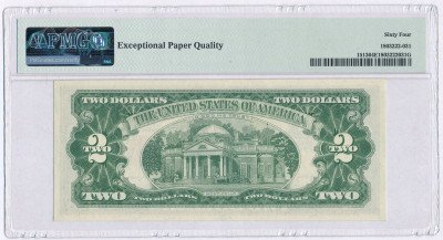 USA 2 dolary 1963 czerwona pieczęć PMG 64 EPQ