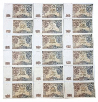 Banknoty. 100 złotych 1941 seria D – 18 sztuk