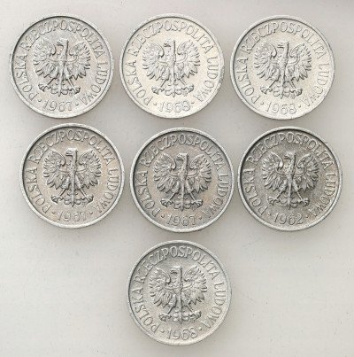 PRL. 5 groszy Aluminium 1962-1968 – 7 szt.