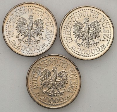 III RP 20.000 złotych 1993-1994 różne 3 szt