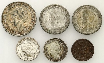 Holandia monety srebrne SREBRO - 6 sztuk