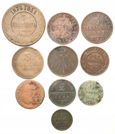 Polska, Rosja, Niemcy, zestaw 10 monet