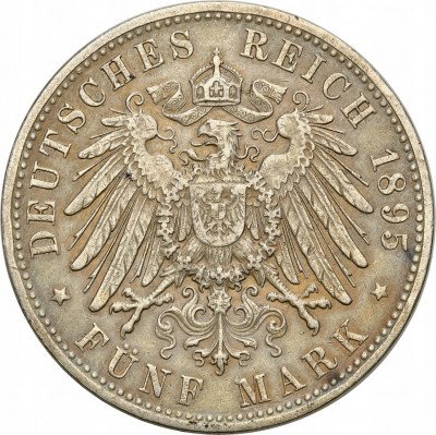 Niemcy 5 marek 1895 J Hamburg RZADKOŚĆ