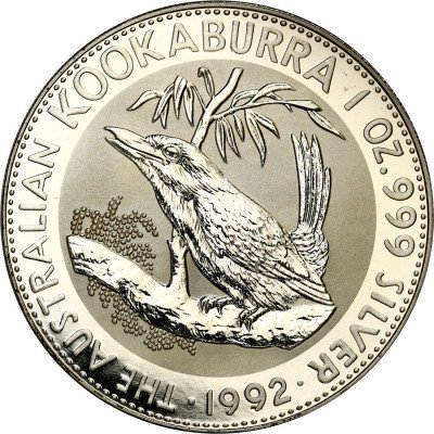 Australia 1 dolar 1992 Kookaburra SREBRO uncja