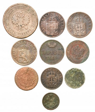 Polska, Rosja, Niemcy, zestaw 10 monet