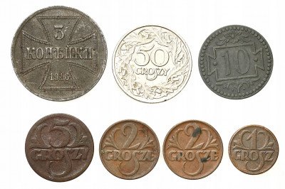 WMG. II RP. 1-5 groszy, 10 fenigów 1920 - ładne