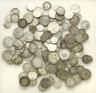 Duży zestaw SREBRNYCH monet – EUROPA = 804 g Ag