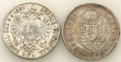 Austria, floren 1880, Wiedeń, Węgry, 1 forint 1883