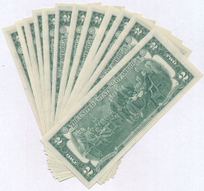 Banknoty USA 2 dolary 1976 - 12 sztuk - RÓŻNE