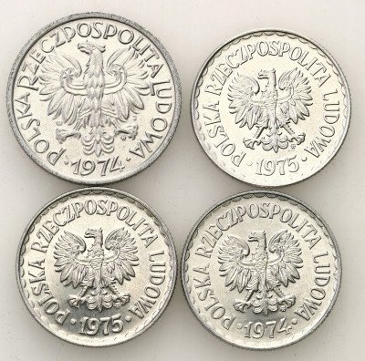 PRL. 1 złoty 1974-1975, 2 złote 1974, 4 szt.