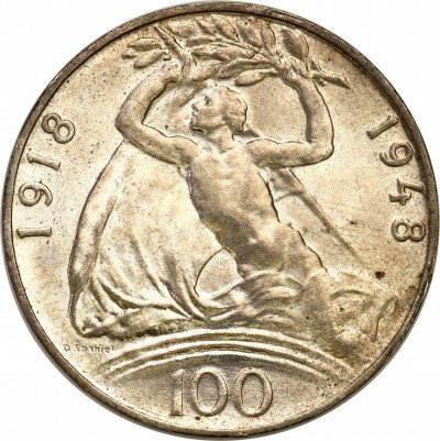 Czechosłowacja. 100 koron 1948 srebro PIĘKNE