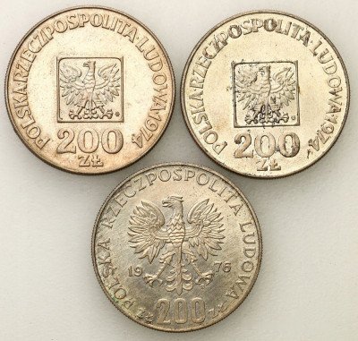 PRL. 200 złotych 1974, zestaw 3 monet