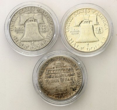 USA 1/2 dolara 1950, 61,62 zestaw 3 szt SREBRO