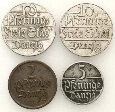 WMG. 2, 5, 10 fenigów 1923, 4 szt.