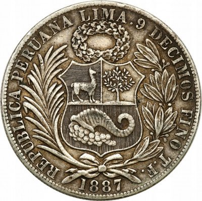 Peru 1 Sol 1887 TF SREBRO