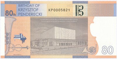 Banknot testowy PWPW Krzysztof Penderecki 80