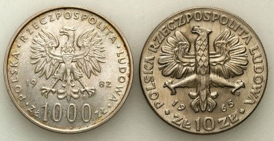 1.000 złotych 1982 Papież + 10 złotych 1965 Nike