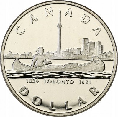 Kanada 1 dolar 1984 Toronto 150 lat SREBRO