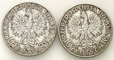 10 złotych 1932 głowa kobiety, zestaw 2 monet