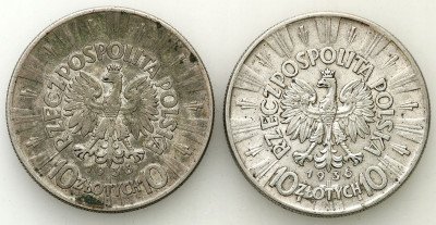 10 złotych 1936 Piłsudski 1936, zestaw 2 monet