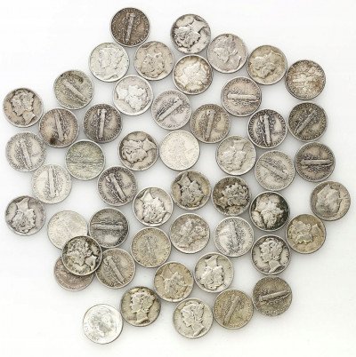 USA 10 centów różne daty SREBRO – 50 sztuk