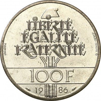 Francja PRÓBA 100 franków 1986 piedfort