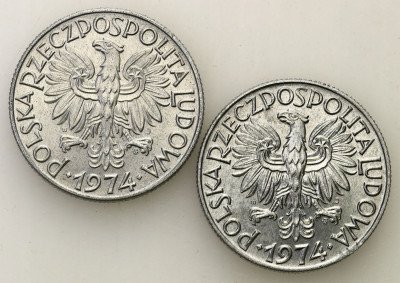 PRL. 5 złotych 1974 Rybak - MENNICZE, 2 szt.