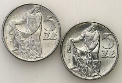 PRL. 5 złotych 1974 Rybak - MENNICZE, 2 szt.