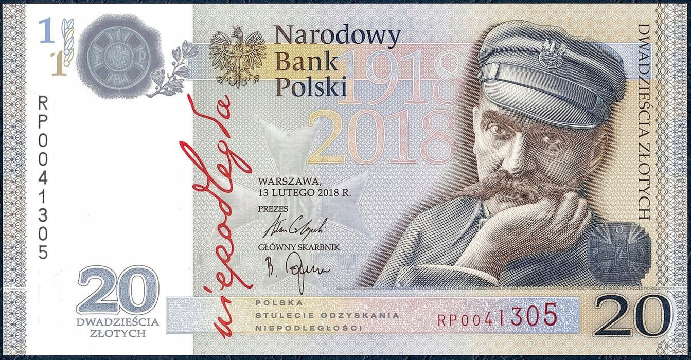 20 złotych 2018 Józef Piłsudski – niepodległość