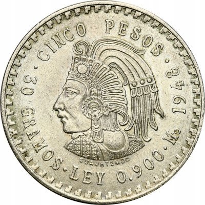 Meksyk 5 Pesos 1948 SREBRO