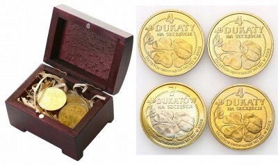 Polska. Kuferek 4 żetony na szczęście 4 dukaty