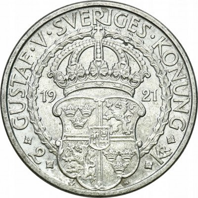 Szwecja, Gustaw V. 2 korony 1921, Sztokholm