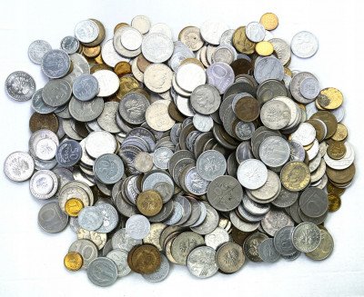 Polska duży zestaw monet PRL – mix metali 1,9 kg