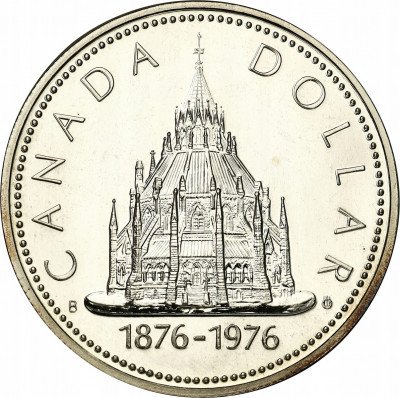 Kanada 1 dolar 1976 Biblioteka Parlamentu SREBRO