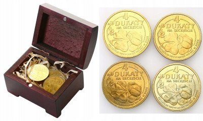 Polska. Kuferek 4 żetony na szczęście 4 dukaty