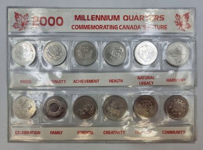 Kanada, zestaw 12 sztuk 25 centów 2000.