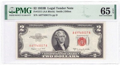 USA. 2 dolary 1953 seria A – PMG 65 EPQ