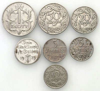 WMG, II RP. 5 fenigów, 5 fenigów, 1/2 guldena 1923
