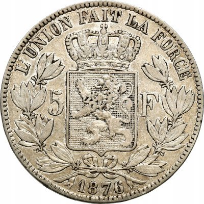 Belgia 5 Franków 1876 Leopold II Roi