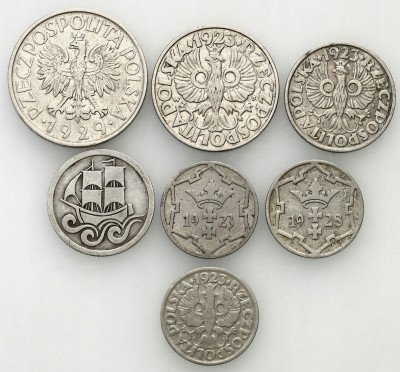 WMG, II RP. 5 fenigów, 5 fenigów, 1/2 guldena 1923